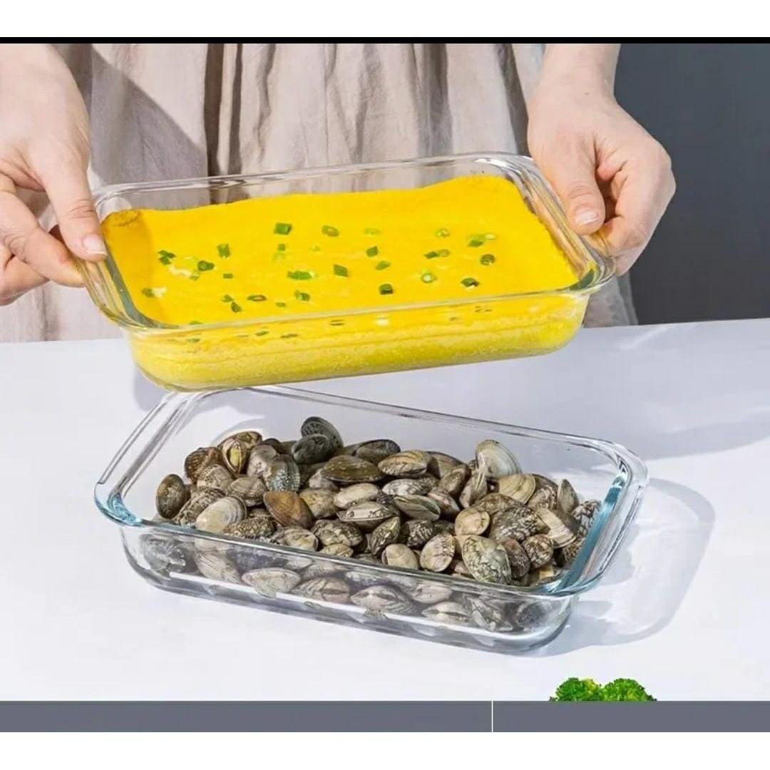 3pcs Baking and Microwaveable Glass Casserole Tins with Lids