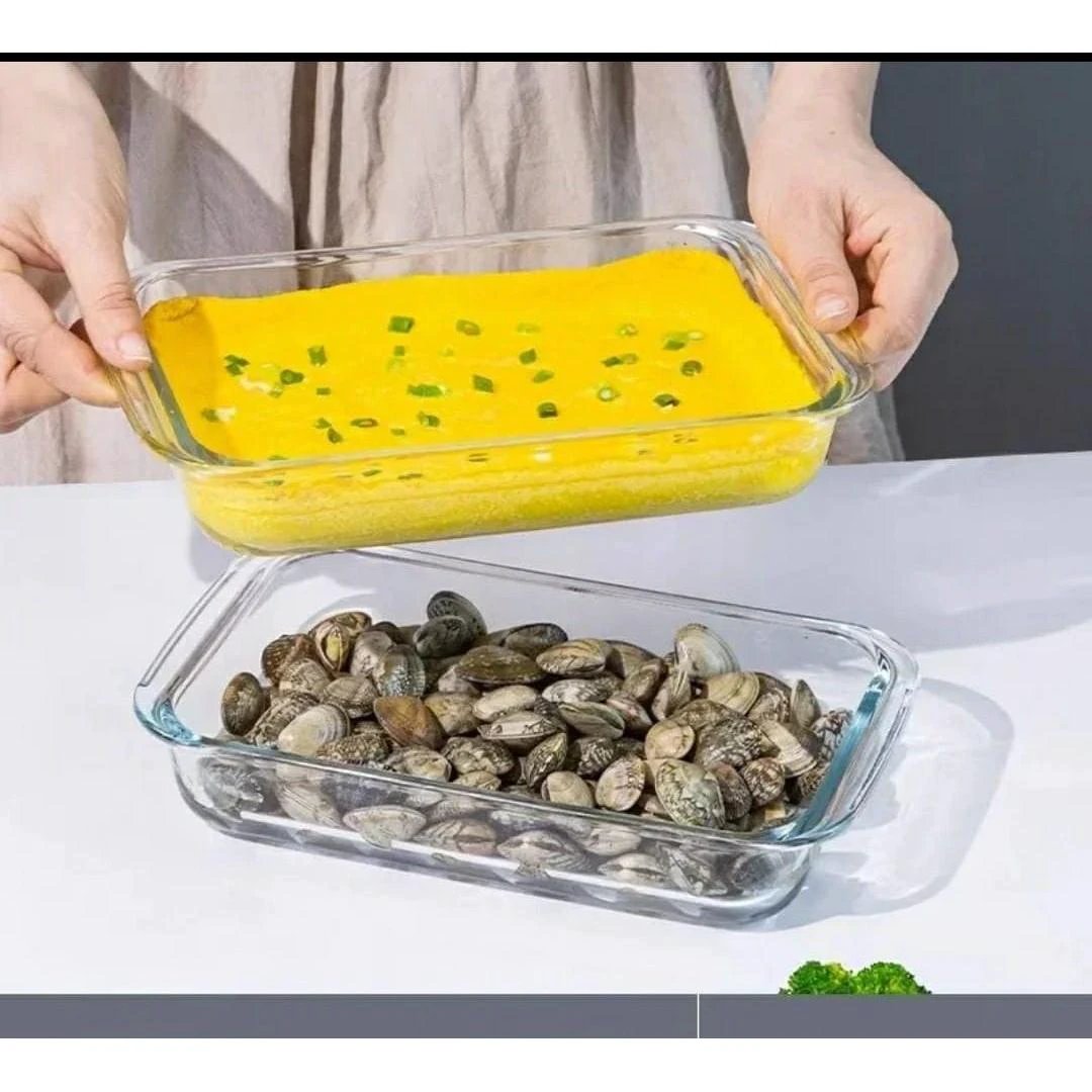 3pcs Baking and Microwaveable Glass Casserole Tins with Lids Kitchen Accessories Casserole Dishes