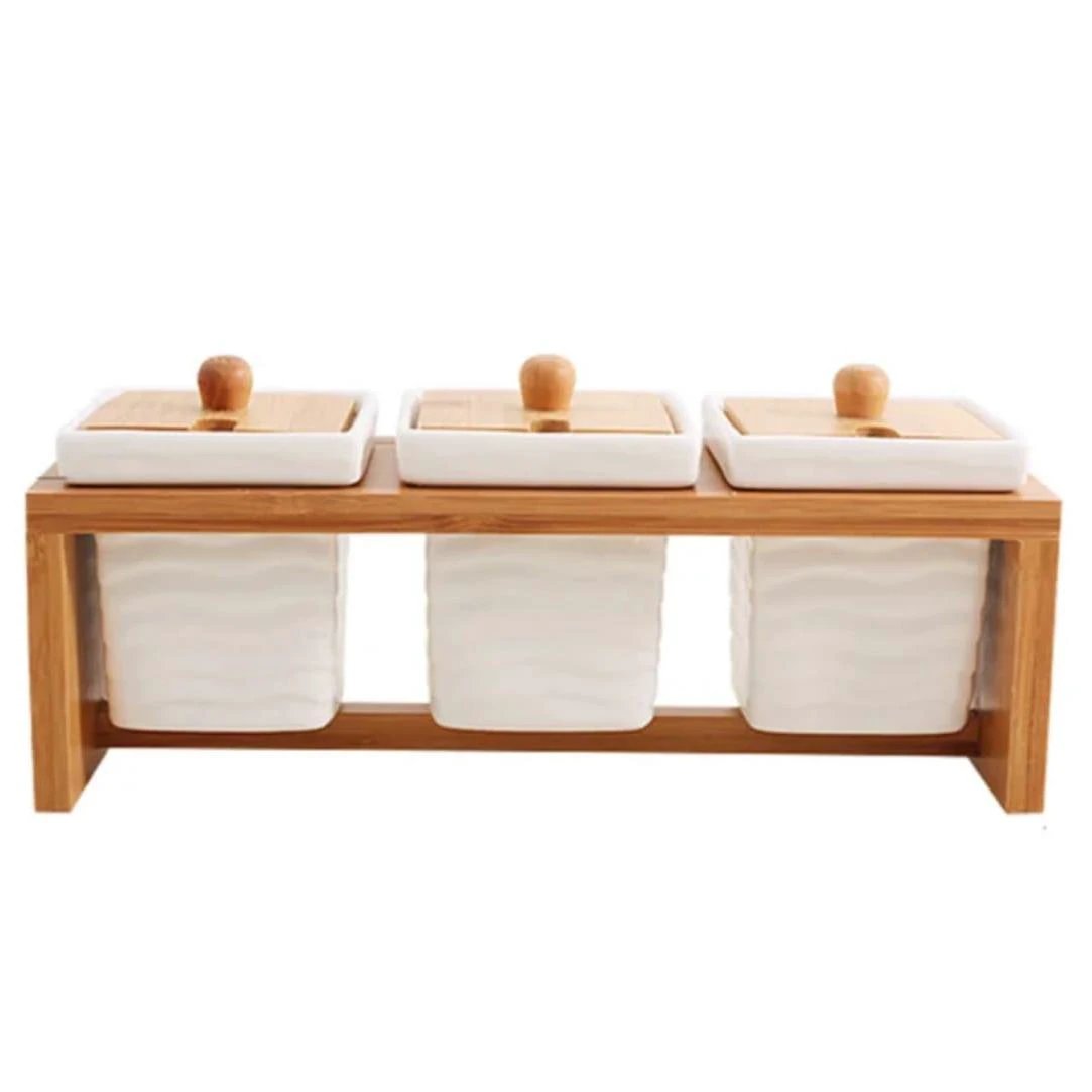 3pcs Ceramic Canister Set Storage and organization Spice Organizers
