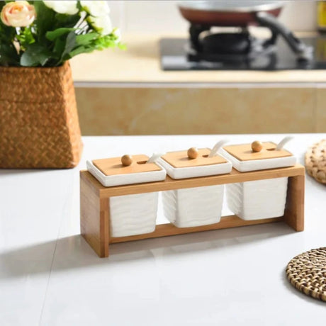 3pcs Ceramic Canister Set Storage and organization Spice Organizers