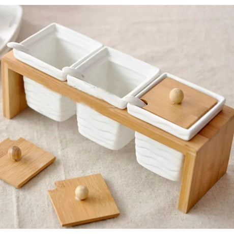 3pcs Ceramic Canister Set Storage and organization Spice Organizers