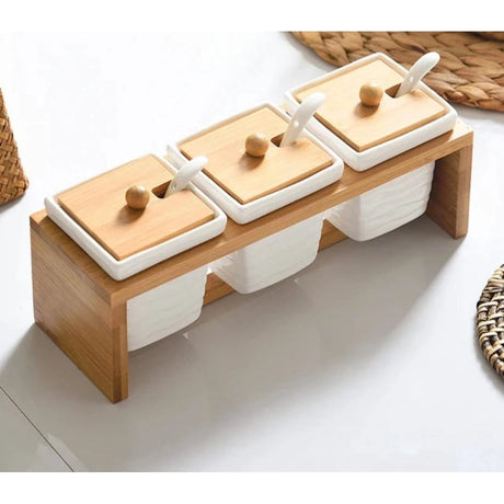 3pcs Ceramic Canister Set Storage and organization Spice Organizers