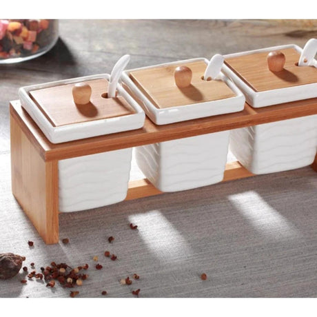 3pcs Ceramic Canister Set Storage and organization Spice Organizers