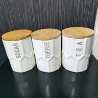 3pcs Ceramic Canisters with Bamboo Tray – Airtight 500g Storage Jars food storage Food Storage Containers