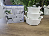 3pcs Ceramic Casserole Serving Dish Set with Glass Covers