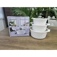 3pcs Ceramic Casserole Serving Dish Set with Glass Covers Cookware Serveware