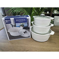 3pcs Ceramic Casserole Serving Dish Set with Glass Covers Cookware Serveware