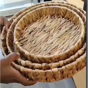 3pcs Decorative Handmade Wicker Tray Set Without Handles Decorative Basket Decorative Trays