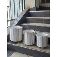3pcs Floor Standing Flower Pot Set – Black and White Pots
