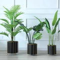 3pcs Floor Standing Flower Pot Set – Black and White Pots