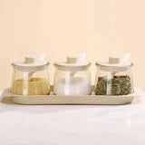 3pcs Glass Canister Seasoning Set Storage and organization Food Storage
