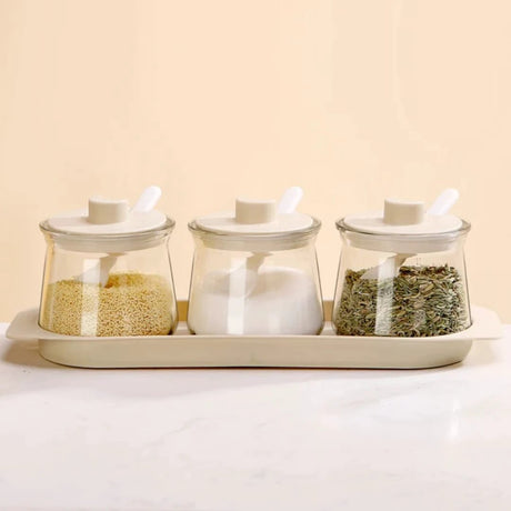 3pcs Glass Canister Seasoning Set Storage and organization Food Storage