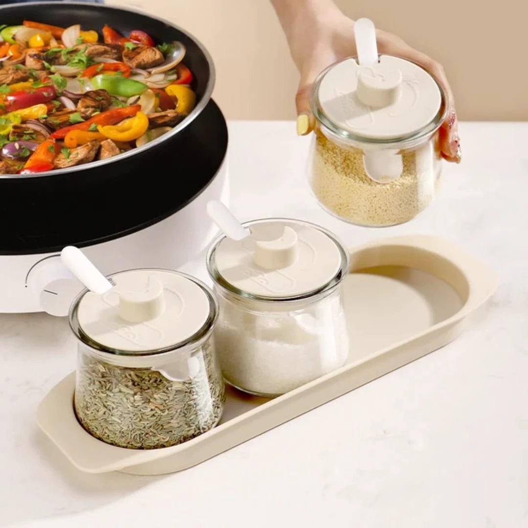 3pcs Glass Canister Seasoning Set Storage and organization Food Storage