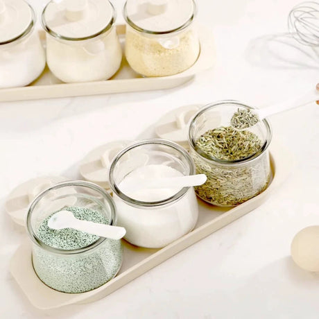 3pcs Glass Canister Seasoning Set Storage and organization Food Storage