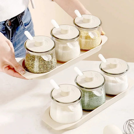 3pcs Glass Canister Seasoning Set Storage and organization Food Storage