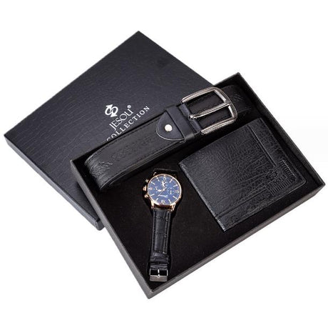 3pcs Jesou Men Gift Set Watch, Belt, and Wallet Combo.