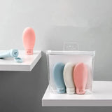 3pcs Nordic Style Women Hose Dispensing Bottle Portable Travel Shampoo Shower Gel & Lotion Dispenser Combo Kit PE PP Material Bathroom Accessories Skin Care Tools