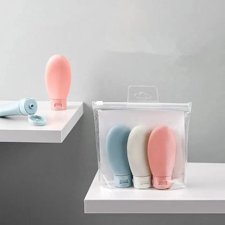 3pcs Nordic Style Women Hose Dispensing Bottle Portable Travel Shampoo Shower Gel & Lotion Dispenser Combo Kit PE PP Material Bathroom Accessories Skin Care Tools
