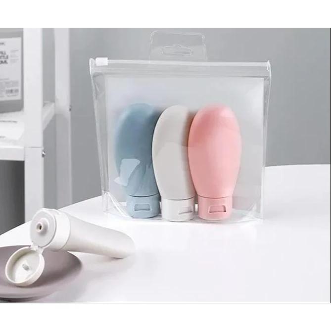 3pcs Nordic Style Women Hose Dispensing Bottle Portable Travel Shampoo Shower Gel & Lotion Dispenser Combo Kit PE PP Material Bathroom Accessories Skin Care Tools