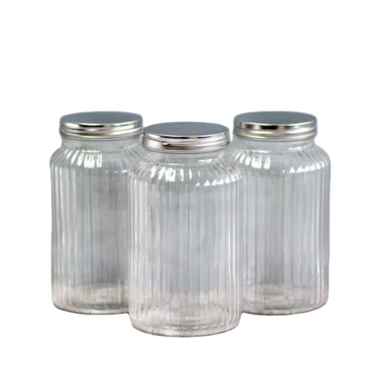 3pcs Set Clear Glass Storage Jars With Tin Lid 1000ml