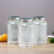 3pcs Set Clear Glass Storage Jars With Tin Lid 1000ml