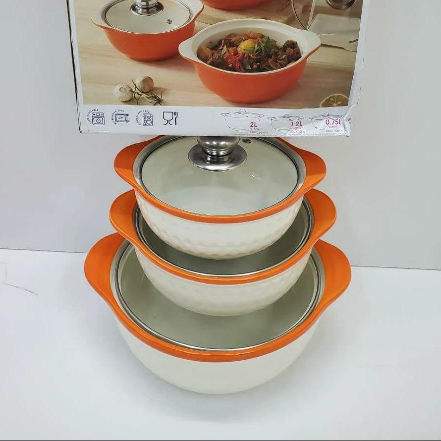 3pcs Soup Pot Set Serving ware Stock Pots