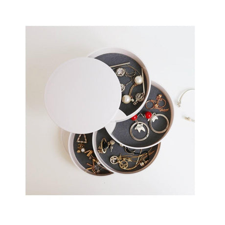 4 Layer 360 Degrees Rotating Jewelry Organizer | Stylish Accessory Storage Solution | Available in White, Pink, and Black
