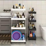 4 Layer Multipurpose Storage Rack with Wheels Space Saving Organizer 35 cm L x 21 cm W x 85 cm H