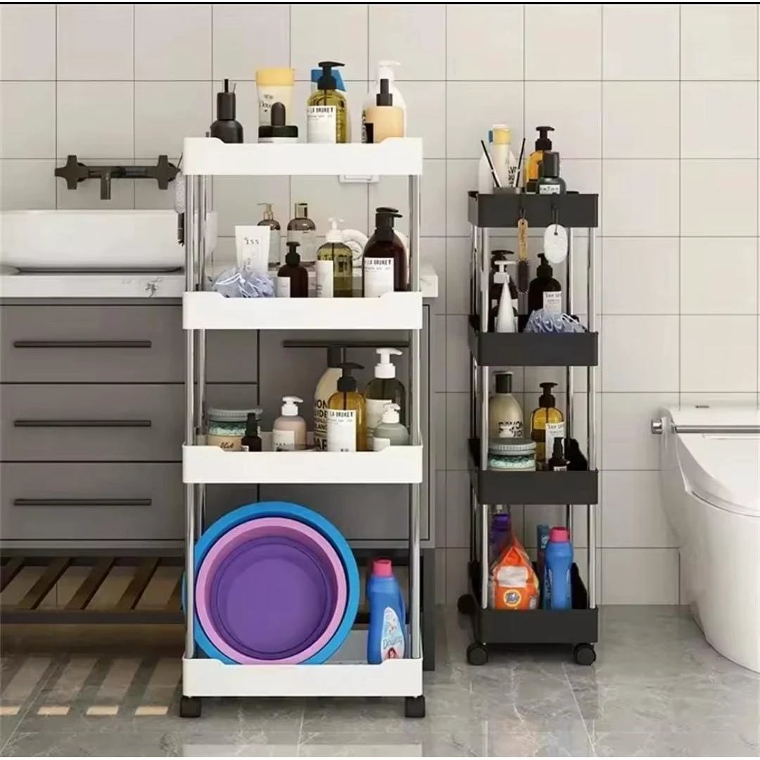 4 Layer Multipurpose Storage Rack with Wheels Space Saving Organizer 35 cm L x 21 cm W x 85 cm H Kitchen Racks Household Storage Caddies