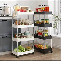4 Layer Multipurpose Storage Rack with Wheels Space Saving Organizer 35 cm L x 21 cm W x 85 cm H Kitchen Racks Household Storage Caddies