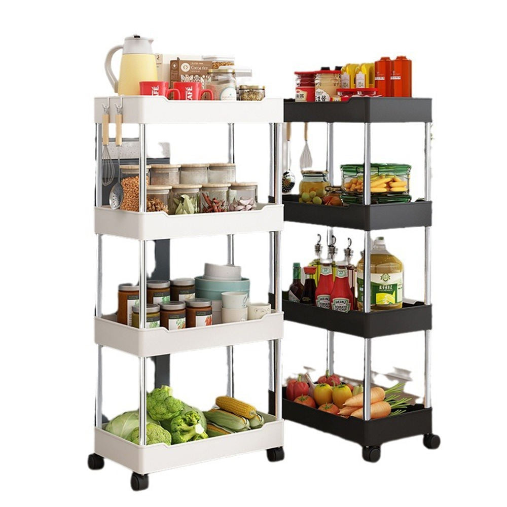 4 Layer Multipurpose Storage Rack with Wheels Space Saving Organizer 35 cm L x 21 cm W x 85 cm H