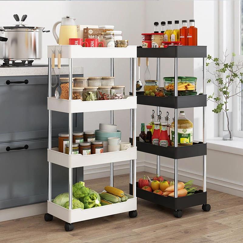 4 Layer Multipurpose Storage Rack with Wheels Space Saving Organizer 35 cm L x 21 cm W x 85 cm H Kitchen Racks Household Storage Caddies