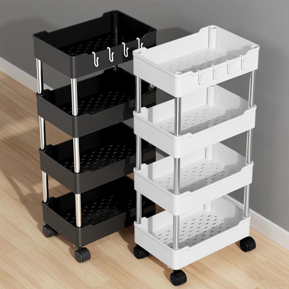 4 Layer Multipurpose Storage Rack with Wheels Space Saving Organizer 35 cm L x 21 cm W x 85 cm H Kitchen Racks Household Storage Caddies