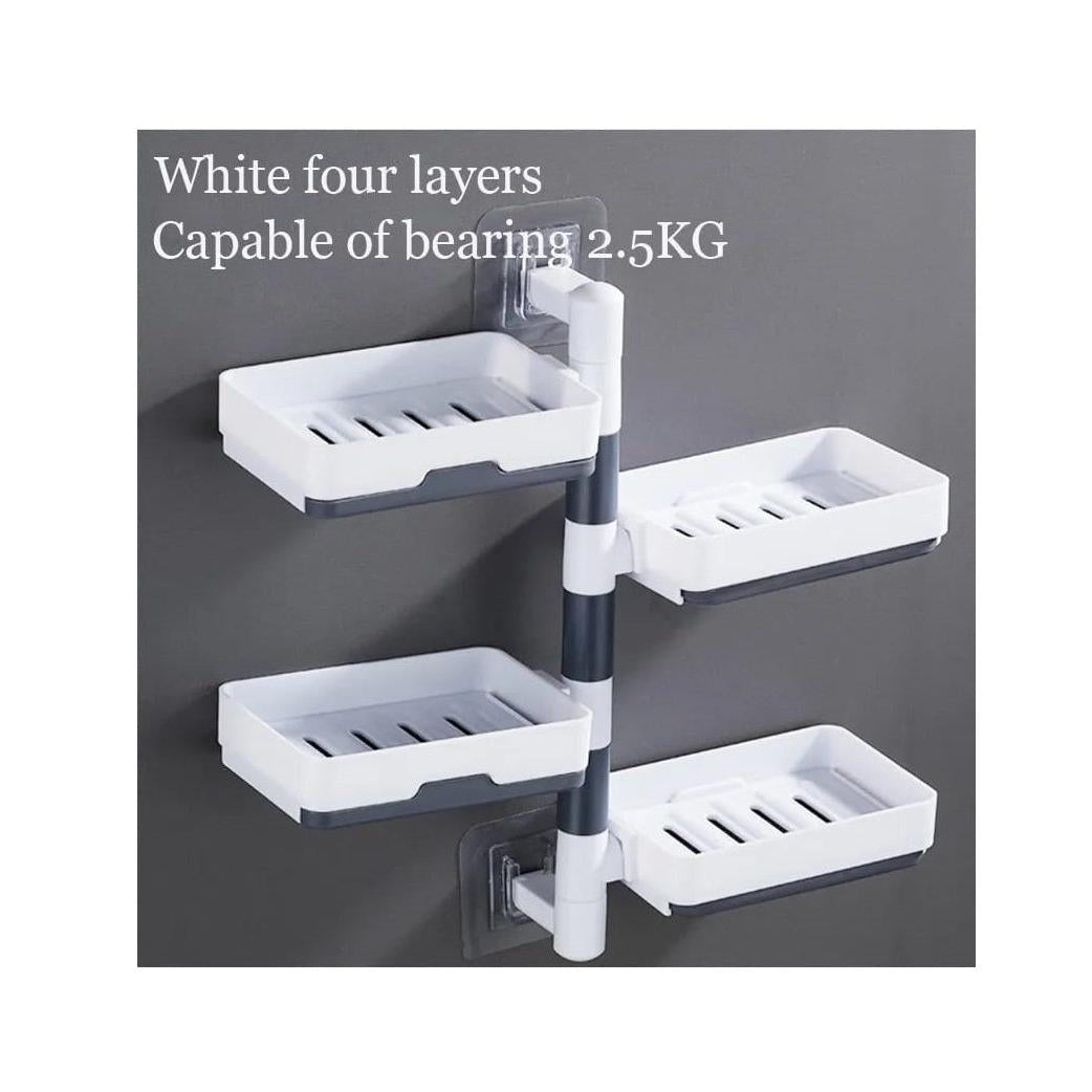 4 Layer Plastic Soap Dish | Easy to Install MultiLayer Soap Holder for Bathroom Organization