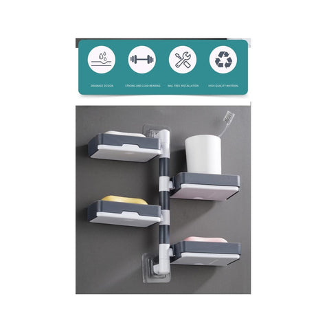 4 Layer Plastic Soap Dish | Easy to Install MultiLayer Soap Holder for Bathroom Organization