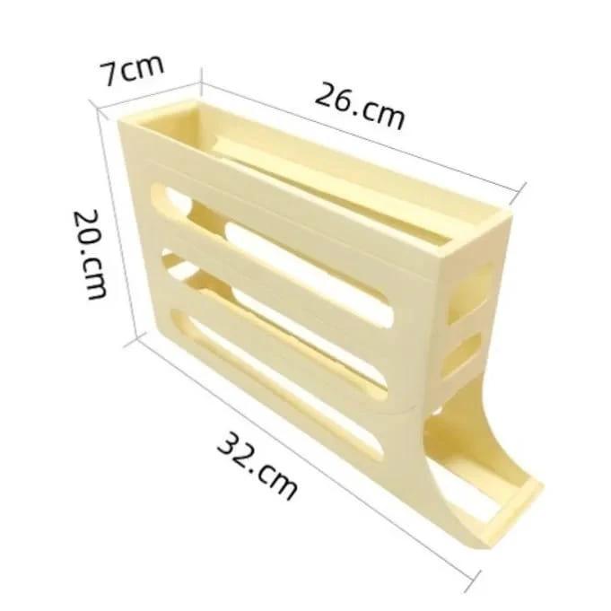 4 Layer Rolling Egg Holder Dispenser Plastic, Holds 30 Eggs, White & Beige. Storage Containers Food Storage Containers