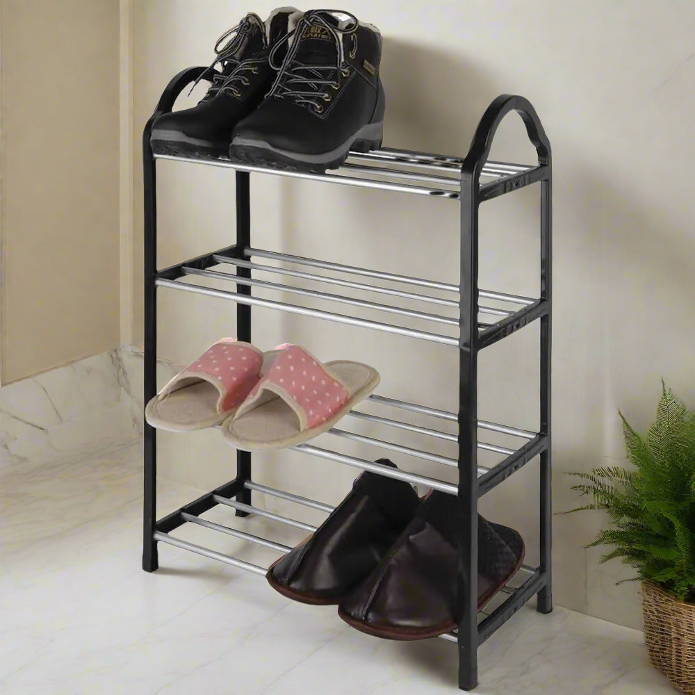 4 Layer Space Saving Folding Shoe Rack Compact Storage Solution
