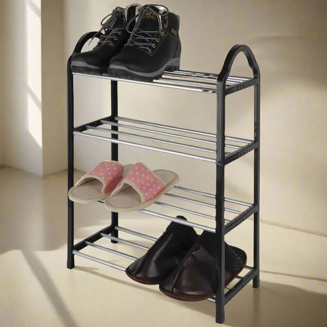 4 Layer Space Saving Folding Shoe Rack Compact Storage Solution