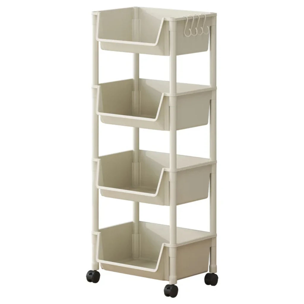 4-Layer Trolley Bookshelf & Slit Storage Cabinet Multipurpose Organizer for Kitchen, Bathroom & Living Room. Storage and organization Storage & Organization