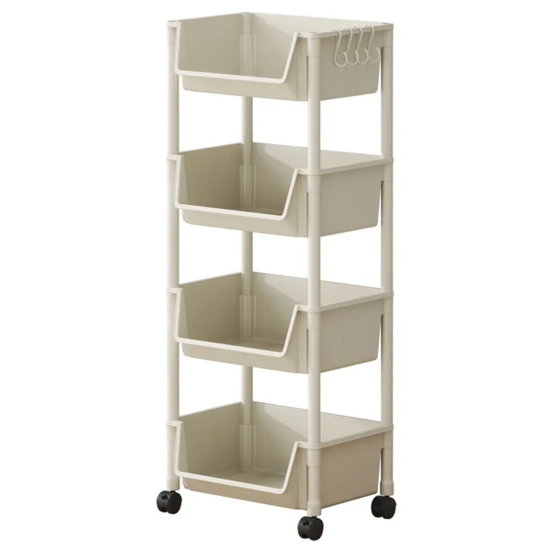 4-Layer Trolley Bookshelf & Slit Storage Cabinet Multipurpose Organizer for Kitchen, Bathroom & Living Room.