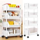 4-Layer Trolley Bookshelf & Slit Storage Cabinet Multipurpose Organizer for Kitchen, Bathroom & Living Room.