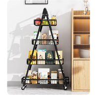4 Layers Multifunctional Metallic Storage Rack with Wheels Kitchen Storage Racks Storage Hooks & Racks