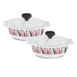 4 Pcs White Glass Casserole Set (Rio Red
