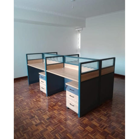 4 Person Modular Office Workstation Desk with Storage Cabinets