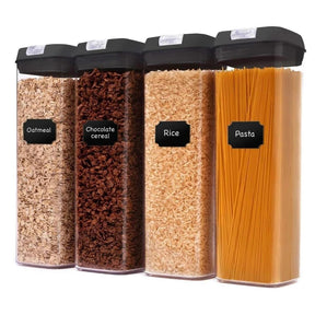4-Piece Acrylic Food Container Set – 1.9L Airtight Pantry Storage with Labels food storage Food Storage Containers