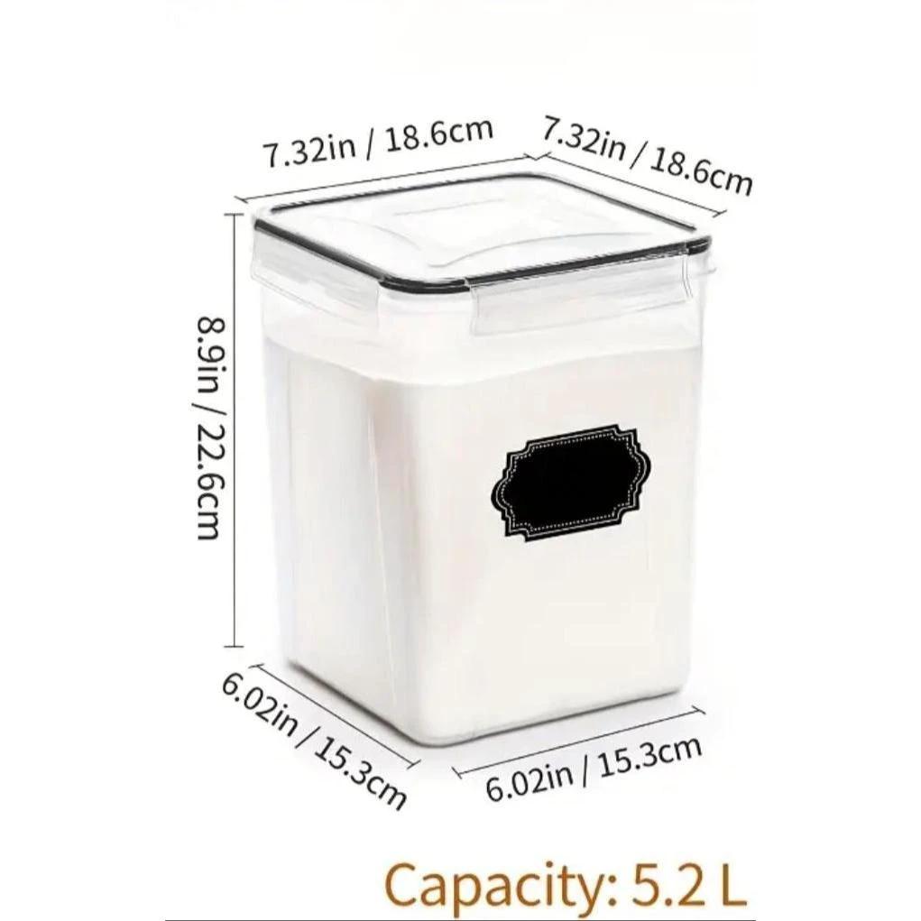 4 Piece BPA Free Airtight Food Storage Containers Set | 5.2L Capacity with Labels, Pen & Measuring Cups Kitchen Storage Food Storage Containers