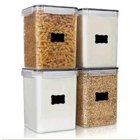 4 Piece BPA Free Airtight Food Storage Containers Set | 5.2L Capacity with Labels, Pen & Measuring Cups Kitchen Storage Food Storage Containers