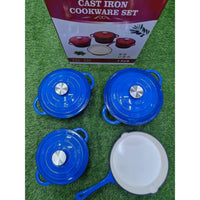 7 Piece Enamel Cast Iron Cooking Pots with Casseroles and Frying Pan Cookware Cookware Sets