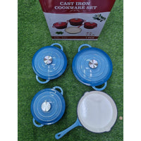 7 Piece Enamel Cast Iron Cooking Pots with Casseroles and Frying Pan Cookware Cookware Sets