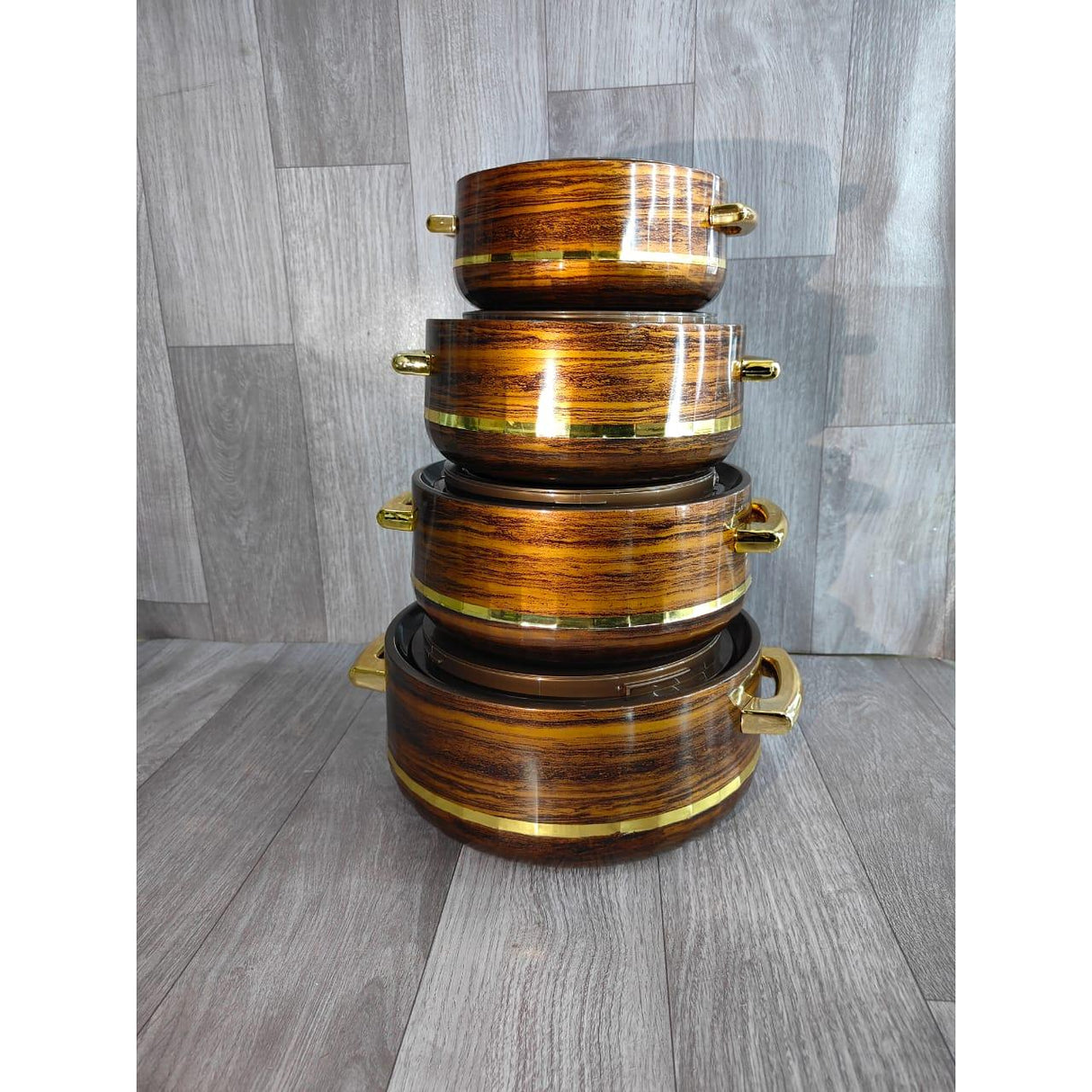 4 Piece Gold Plated Hot Pots Set | 1.0 Liter, 1.5 Liters, 2.5 Liters, 3.5 Liters | Ideal For Family Dinners, Parties, & Special Occasions